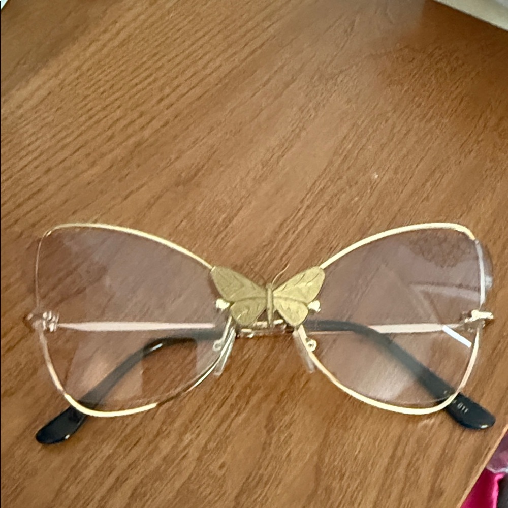 Gold Butterfly Accent Women's Fashion Glasses